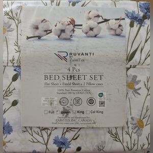 Floral Cotton Premium Bed Sheet Set - King Size